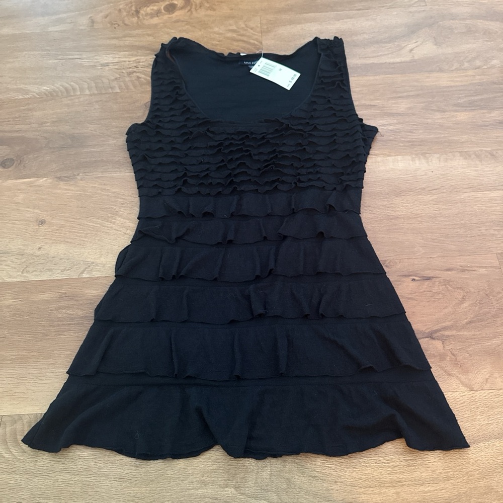 Size Medium Max Edition Solid Black Tiered Ruffle… - image 1